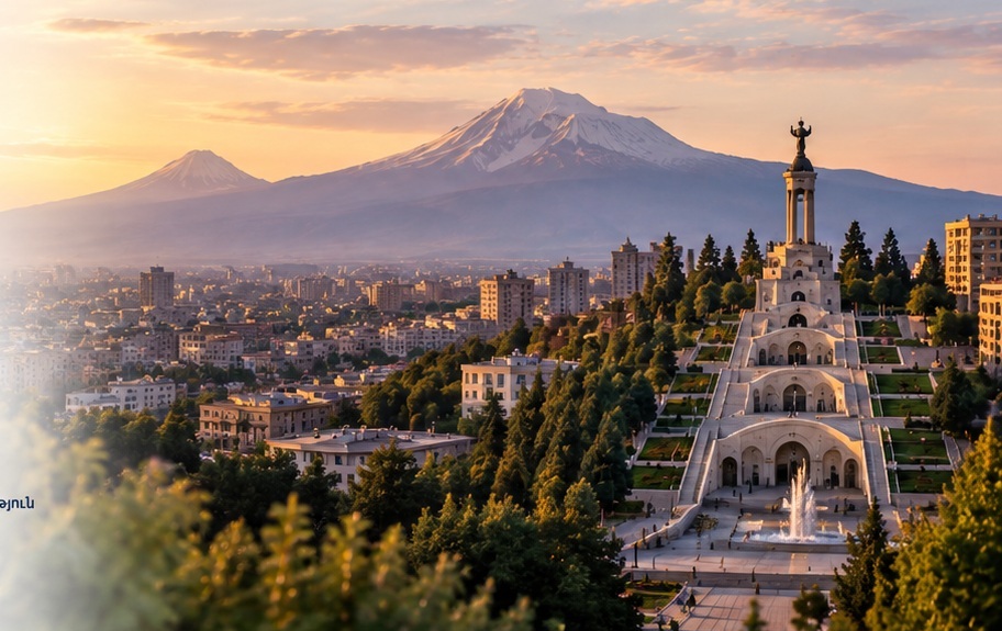 Evening city view in Armenia
